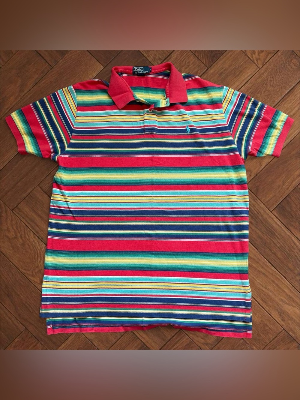 Polo Ralph Lauren Men's Vintage Sz LT Multicolored Striped Cotton Polo Shirt